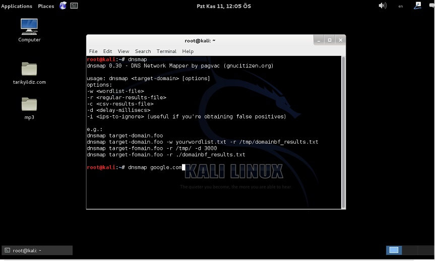 Kali Linux Üzerinde DnsMap Kullanımı